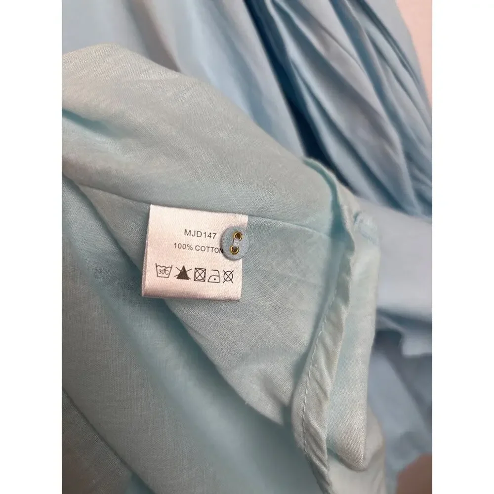 Shop the Mint MJD147 Light Blue XL Ruffle Poet Sleeve Mini Dress - Picture 7 of 7